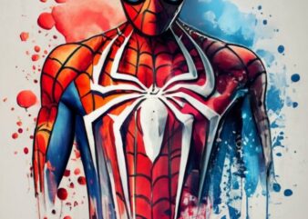 t-shirt design, Spiderman. watercolor splash, with name “Otávio” PNG File