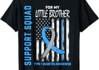 T1D Awareness Flag Little Brother Type 1 Diabetes Matching T-Shirt PNG File