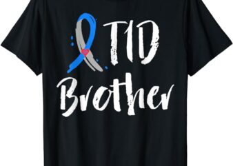 T1D Brother Shirt Type 1 Diabetes Awareness Blue Gray Ribbon T-Shirt