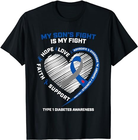 T1D Mom Dad My Son’s Fight Type 1 Diabetes Awareness Gifts T-Shirt PNG File
