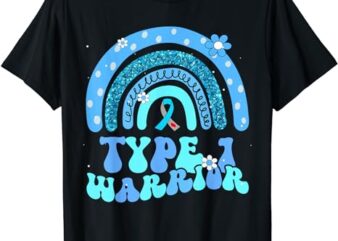 T1D Warrior Type 1 Diabetes Awareness Blue Ribbon T-Shirt