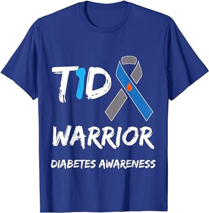 T1d warrior type 1 diabetes awareness blue ribbon t-shirt png file