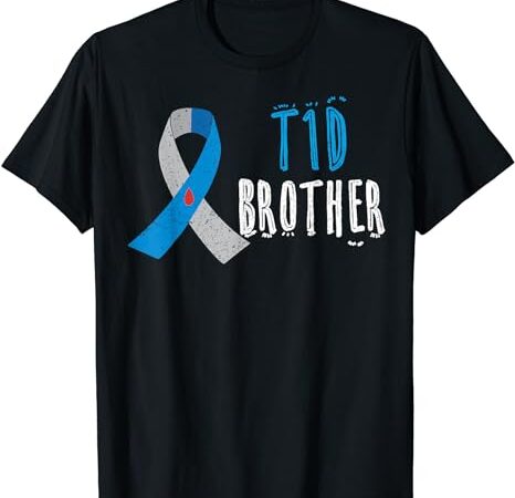 T1d brother blue ribbon type 1 diabetes awareness boys gift t-shirt