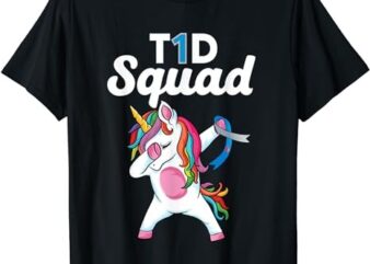 T1D squad Dabbing unicorn support Type 1 Diabetes Awareness T-Shirt PNG File