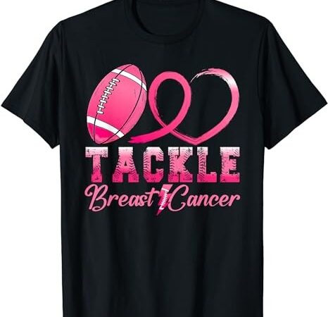 Tackle breast cancer awareness football pink ribbon boys kid t-shirt