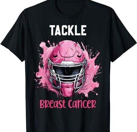Tackle breast cancer awareness pink ribbon football boy kids t-shirt