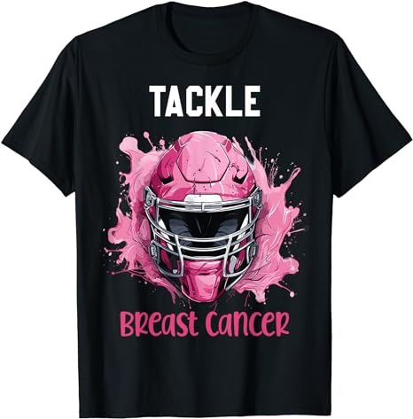 Tackle Breast Cancer Awareness Pink Ribbon Football Boy Kids T-Shirt
