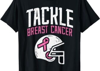 Tackle Football Pink Ribbon Breast Cancer Awareness Boys Kid T-Shirt