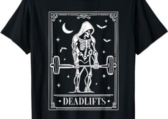 Tarot Card Deadlifts Skeleton Gym Spooky Season Halloween T-Shirt PNG File