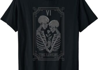 Tarot Card Shirt The Lovers Skeleton Goth Halloween Witch T-Shirt png file
