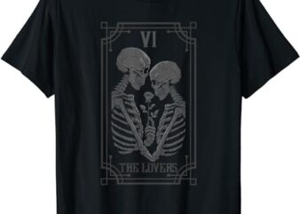 Tarot Card Shirt The Lovers Skeleton Goth Halloween Witch T-Shirt png file