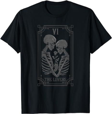 Tarot Card Shirt The Lovers Skeleton Goth Halloween Witch T-Shirt png file