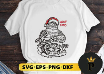 Tattoo Heavy Xmas Santa Claus SVG, Merry Christmas SVG, Xmas SVG PNG DXF EPS t shirt designs for sale