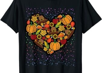 Thanksgiving Food Heart Fall Autumn Men Women Kids T-Shirt