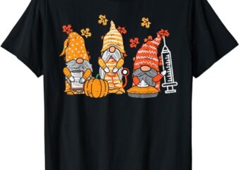Thanksgiving Nurse Gnomes Fall Scrub Top Autumn RN Women T-Shirt