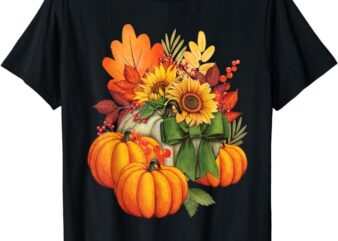 Thanksgiving Pumpkin Sunflower Fall Autumn Holiday T-Shirt