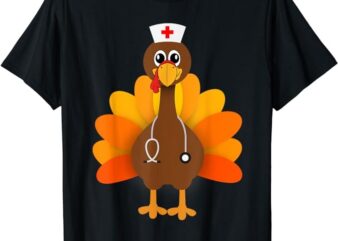 Thanksgiving Scrub Tops Women Turkey Nurse Holiday Nursing T-Shirt