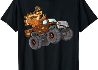 Thanksgiving Turkey Riding Monster Truck Boys Kids T-Shirt T-Shirt PNG File