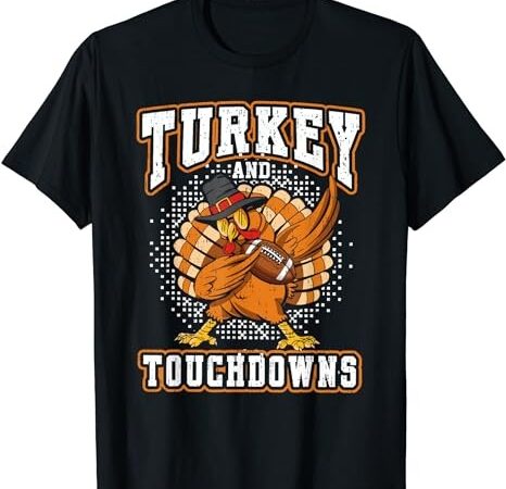 Thanksgiving turkey and touchdowns football mens boys kids t-shirt t-shirt png file