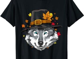 Thanksgiving Wolf Pilgrim Costume Men Women T-Shirt