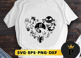 The Nightmare Before Christmas Heart SVG, Merry Christmas SVG, Xmas SVG PNG DXF EPS t shirt designs for sale