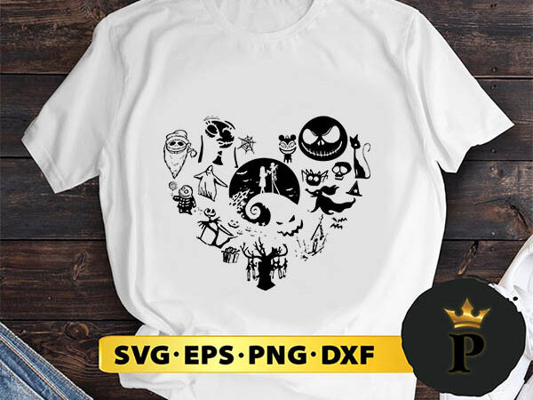The nightmare before christmas heart svg, merry christmas svg, xmas svg png dxf eps t shirt designs for sale