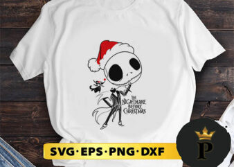 The Nightmare Before Christmas Jack And Dog SVG, Merry Christmas SVG, Xmas SVG PNG DXF EPS t shirt designs for sale