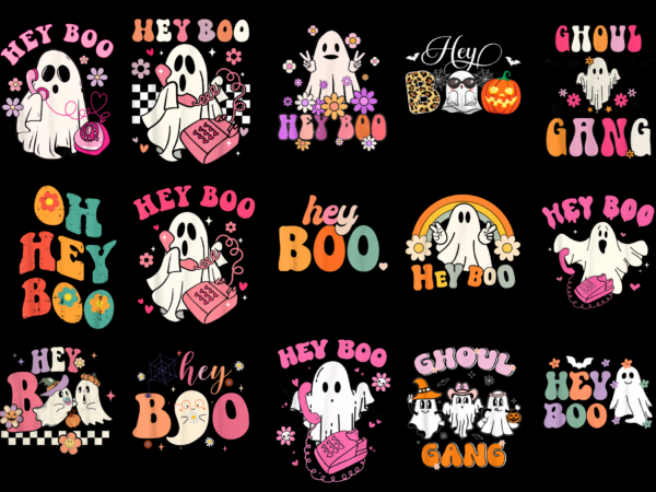 15 hey boo ghost gang shirt designs bundle for commercial use, hey boo ghost gang t-shirt, hey boo ghost gang png file, hey boo ghost gang digital file, hey boo