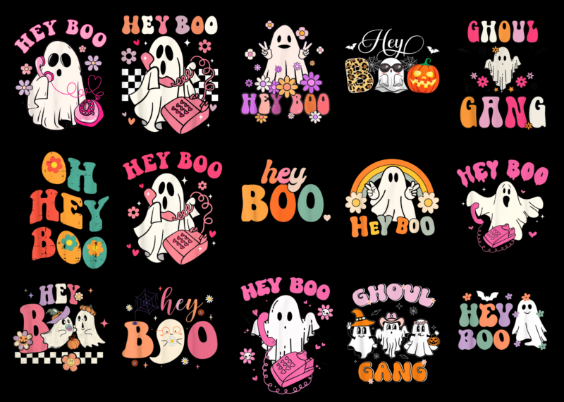 15 Hey Boo Ghost Gang Shirt Designs Bundle For Commercial Use, Hey Boo Ghost Gang T-shirt, Hey Boo Ghost Gang png file, Hey Boo Ghost Gang digital file, Hey Boo