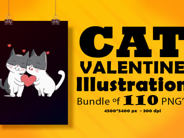 Valentine cat illustration for pod clipart design is also perfect for any project: art prints, t-shirts, logo, packaging, stationery, merchandise, website, book cover, invitations, and more