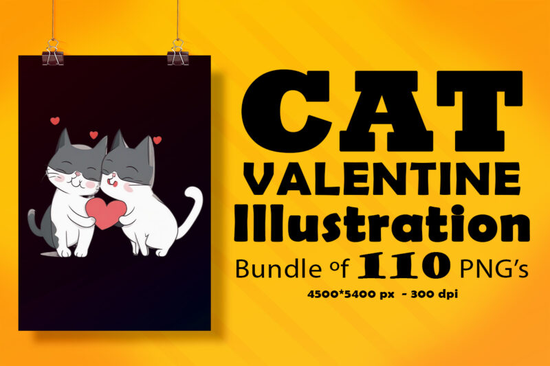 Valentine Cat Illustration for POD Clipart Design is Also perfect for any project: Art prints, t-shirts, logo, packaging, stationery, merchandise, website, book cover, invitations, and more