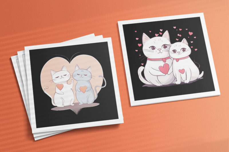 Valentine Cat Illustration for POD Clipart Design is Also perfect for any project: Art prints, t-shirts, logo, packaging, stationery, merchandise, website, book cover, invitations, and more