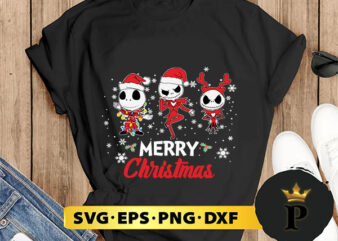 Three Jack Skellington Christmas SVG, Merry Christmas SVG, Xmas SVG PNG DXF EPS