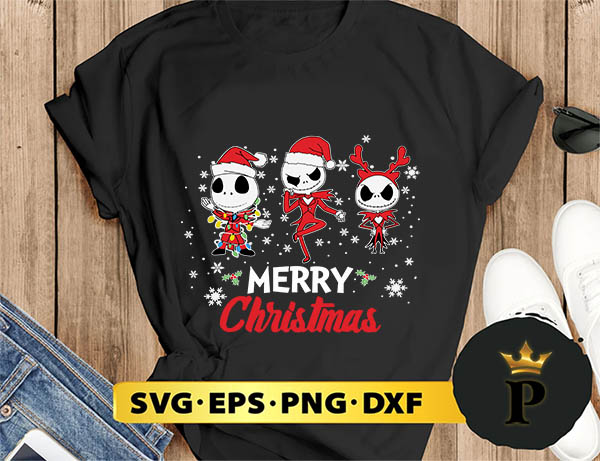 Three Jack Skellington  Christmas SVG, Merry Christmas SVG, Xmas SVG PNG DXF EPS