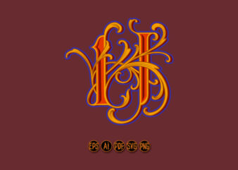 Timeless vintage flourish lettering H monogram logo t shirt designs for sale