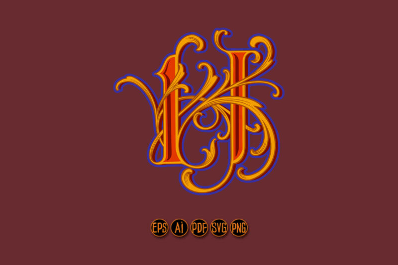Timeless vintage flourish lettering H monogram logo
