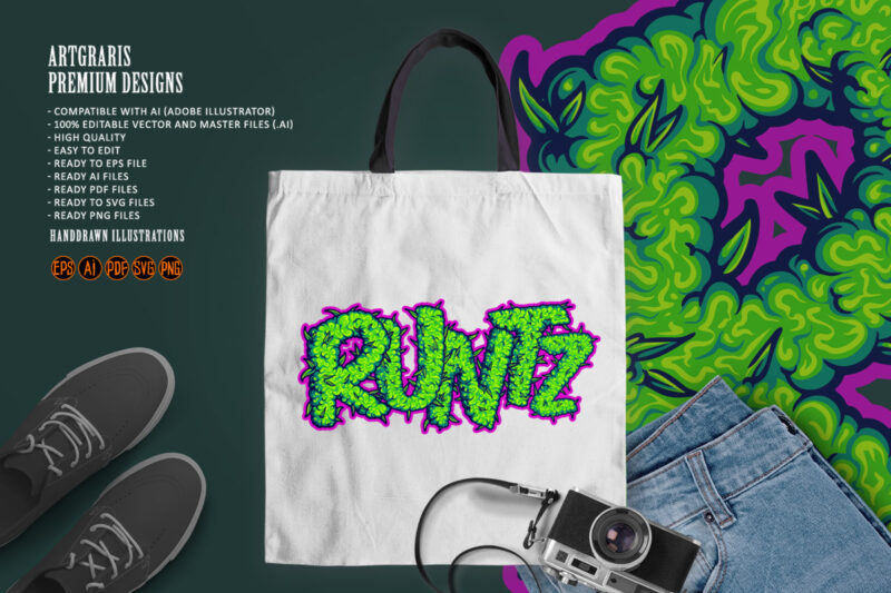 Runtz strain inspiration cannabis buds lettering