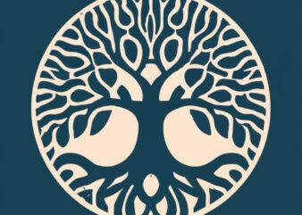 Tree of life symbole Roots miroir .t shirt design PNG File