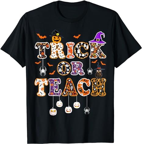 Trick Or Teach Retro Halloween Teacher Women Men Costume T-Shirt PNG File