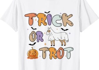 Trick Or Trot Funny Halloween Pumpkin And Cute Ghost Horse T-Shirt PNG File