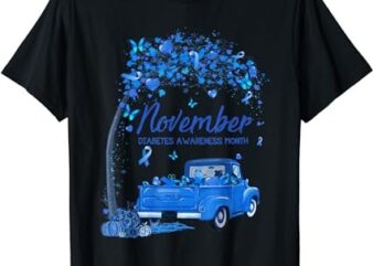 Truck Pumpkin November Diabetes Awareness Month Gift T-Shirt PNG File