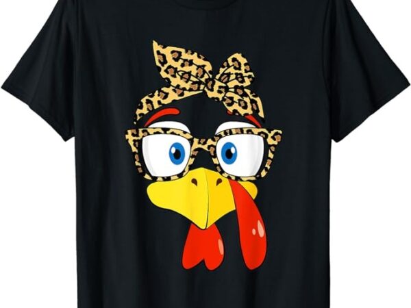 Turkey face glasses leopard headband thanksgiving women t-shirt