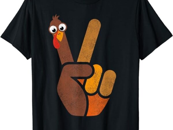 Turkey hippie peace sign – graphic fall funny thanksgiving t-shirt