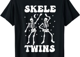 Twins Halloween Matching Skeletwins Funny Dancing Skeletons T-Shirt PNG File