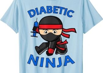 Type-1 Diabetes Awareness Diabetic Ninja T1D Kids Youth Boys T-Shirt PNG File