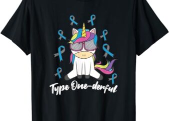 Type 1 Diabetes T1D Unicorn Type Onederful Awareness Gift T-Shirt