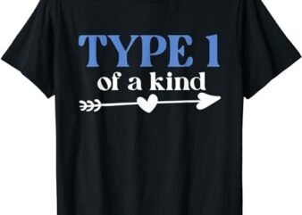 Type 1 Of A Kind T1D Warrior Diabetes Awareness Blue Ribbon T-Shirt PNG File