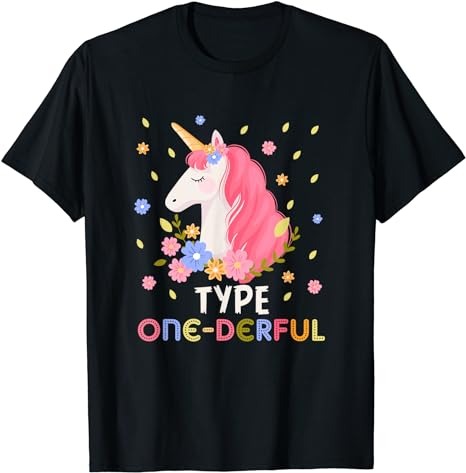 Type One-Derful Unicorn Funny Diabetic Type 1 Diabetes T1D T-Shirt PNG File