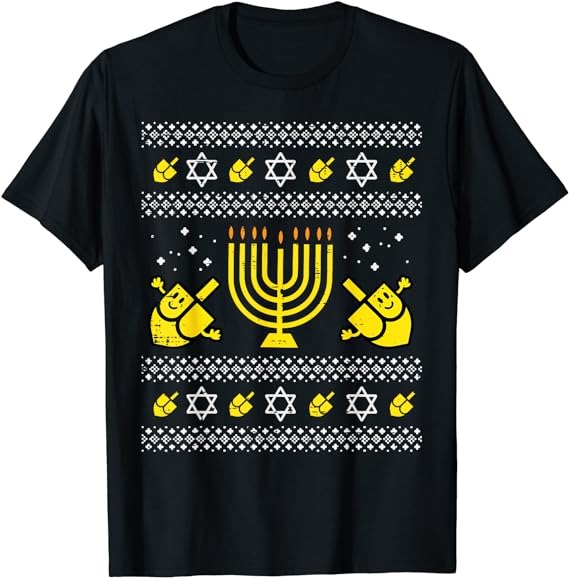 Ugly Hanukkah Dreidel Menorah Chanukah Jewish Men Women Kids T-Shirt PNG File