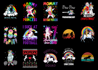 15 Unicorn Shirt Designs Bundle For Commercial Use, Unicorn T-shirt, Unicorn png file, Unicorn digital file, Unicorn gift, Unicorn download, Unicorn design AMZ